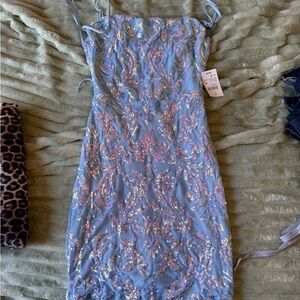 Windsor Blue and Pink Mini Dress